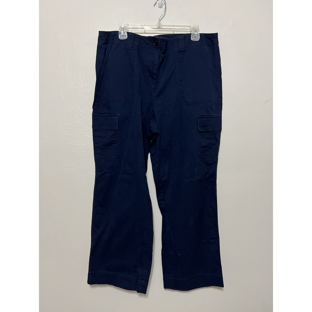 Talbots Cargo‎ Navy Pants Womens Size 16 Pockets Mid Rise Stretch Casual Outdoor